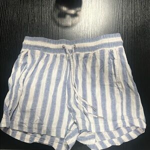 GAP High Waist Blue and White Striped Shorts